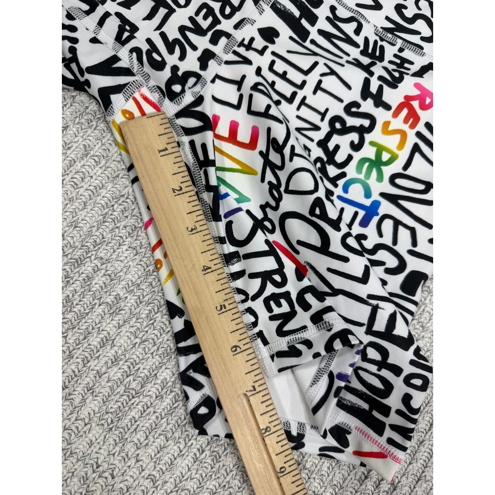 Athleta Pride Elation Train Short Womens Medium White Multicolor Graffiti Print - Picture 5 of 12